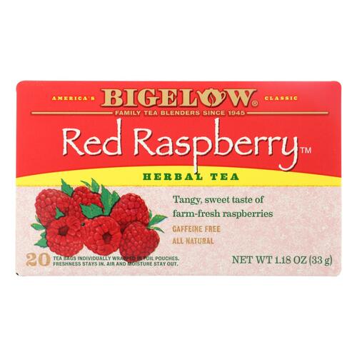 BIGELOW: Red Raspberry Herbal Tea Caffeine Free 20 Tea Bags, 1.18 oz - 0072310000377