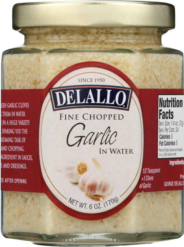 DELALLO: Minced Garlic in Water, 6 oz - 0072368111001