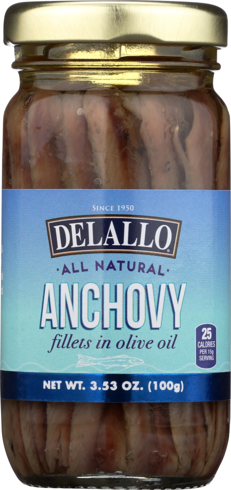 DELALLO: Anchovy Filet Olive Oil, 3.53 oz - 0072368301488