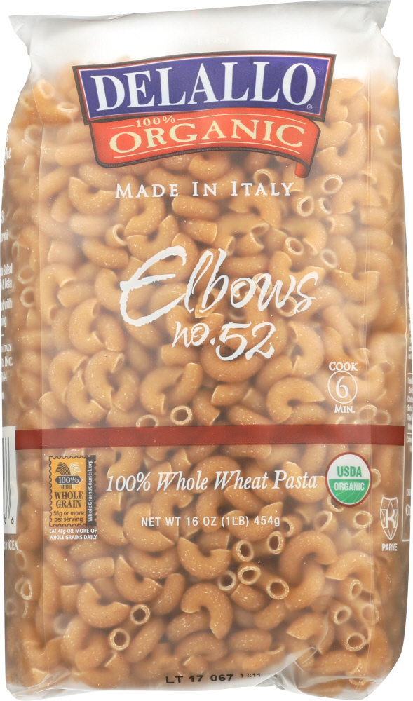 Organic Whole Wheat Pasta Elbows No. 52 - 072368508566