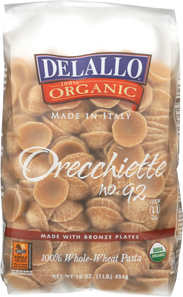 Orecchiette No. 92, 100% Whole Wheat Pasta - 072368508658