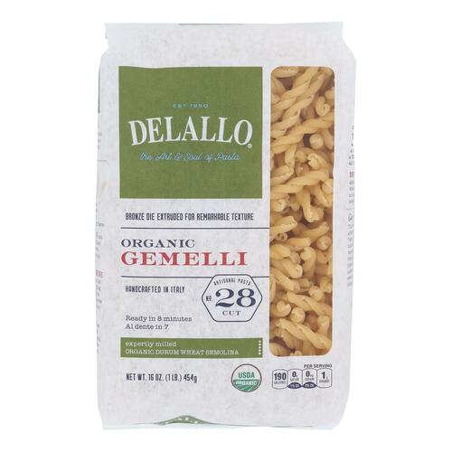 Delallo - Organic Gemelli Pasta - Case Of 16 - 1 Lb. - 072368508740