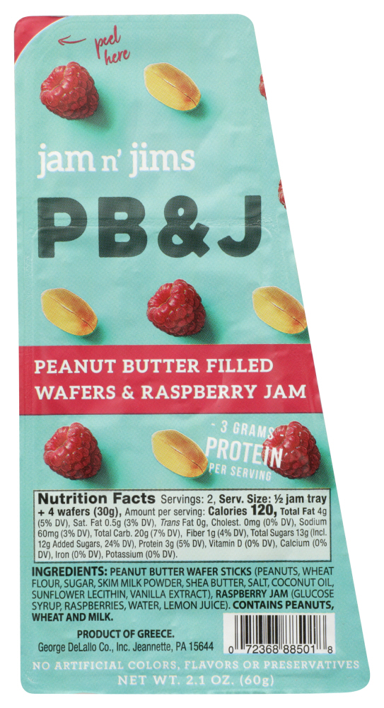 Peanut Butter Filled Wafers & Raspberry Jam, Peanut Butter - 072368885018