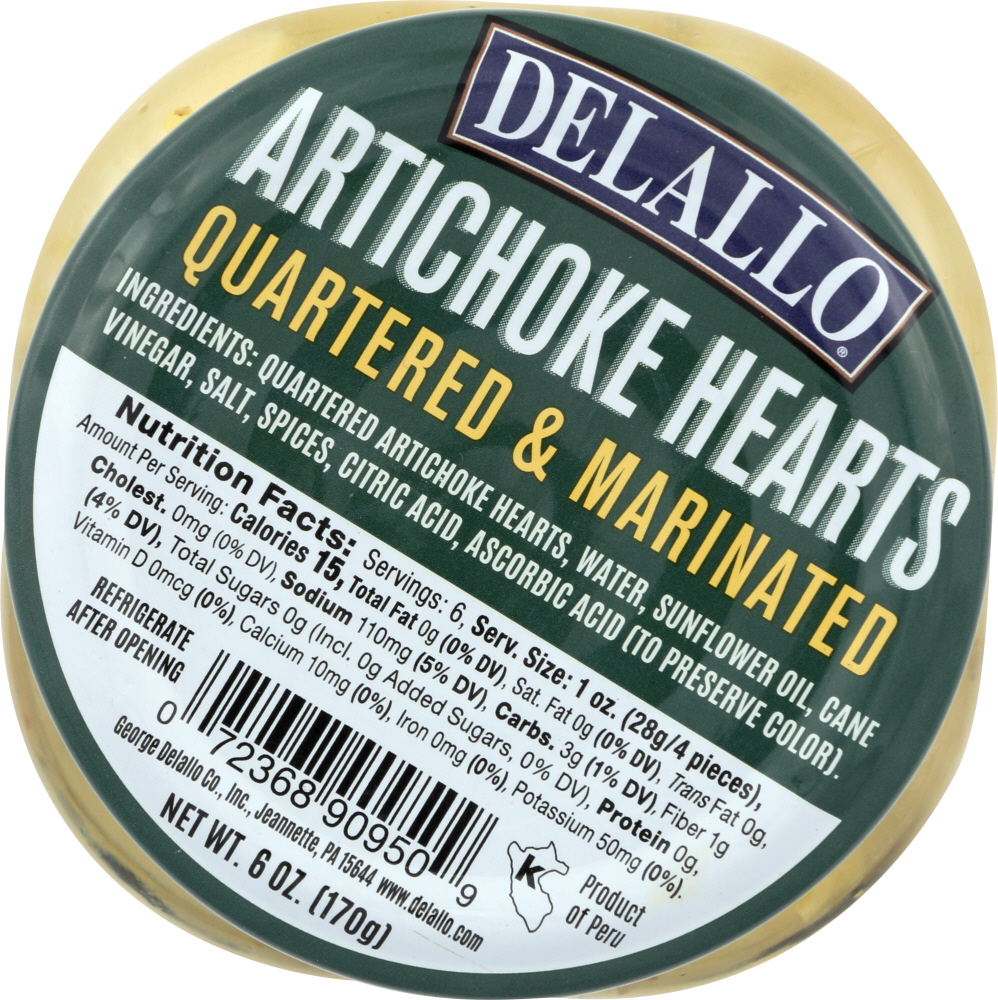 Delallo, Quartered & Marinated Artichoke Hearts - 072368909509