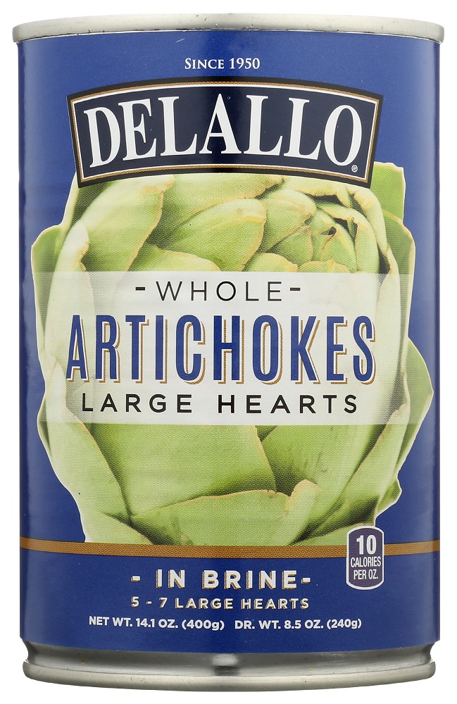DELALLO: Whole Artichokes Large Hearts, 14.10 oz - 0072368909578