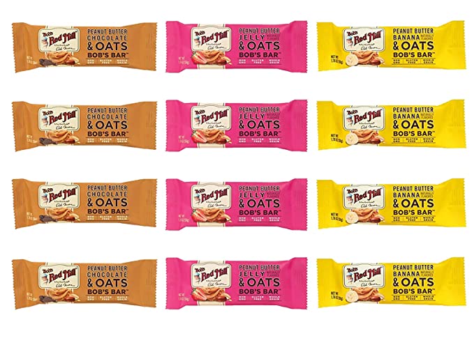 Bobs Red Mill | Bobs Bar Variety Pack | Peanut Butter Jelly, Banana, & Chocolate | GLUTEN-FREE | NON-GMO | PACK OF ***12*** - 072666752685