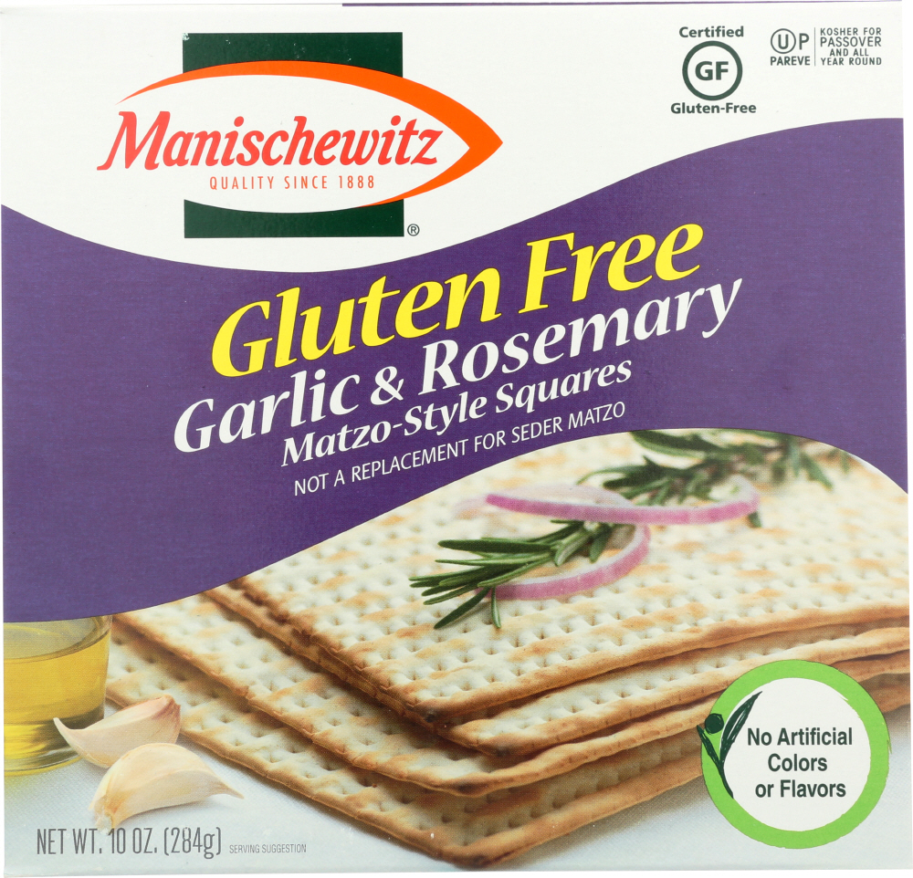 MANISCHEWITZ: Matzo Garlic Rosemary Gluten Free, 10 oz - 0072700003001