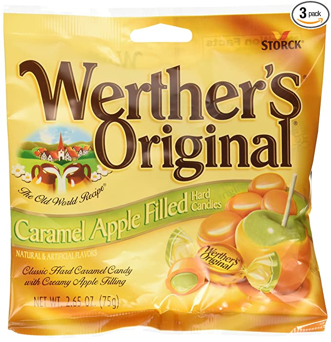  Werthers Original Caramel Apple Filled Hard Candies PACK of 3  - 072799065126