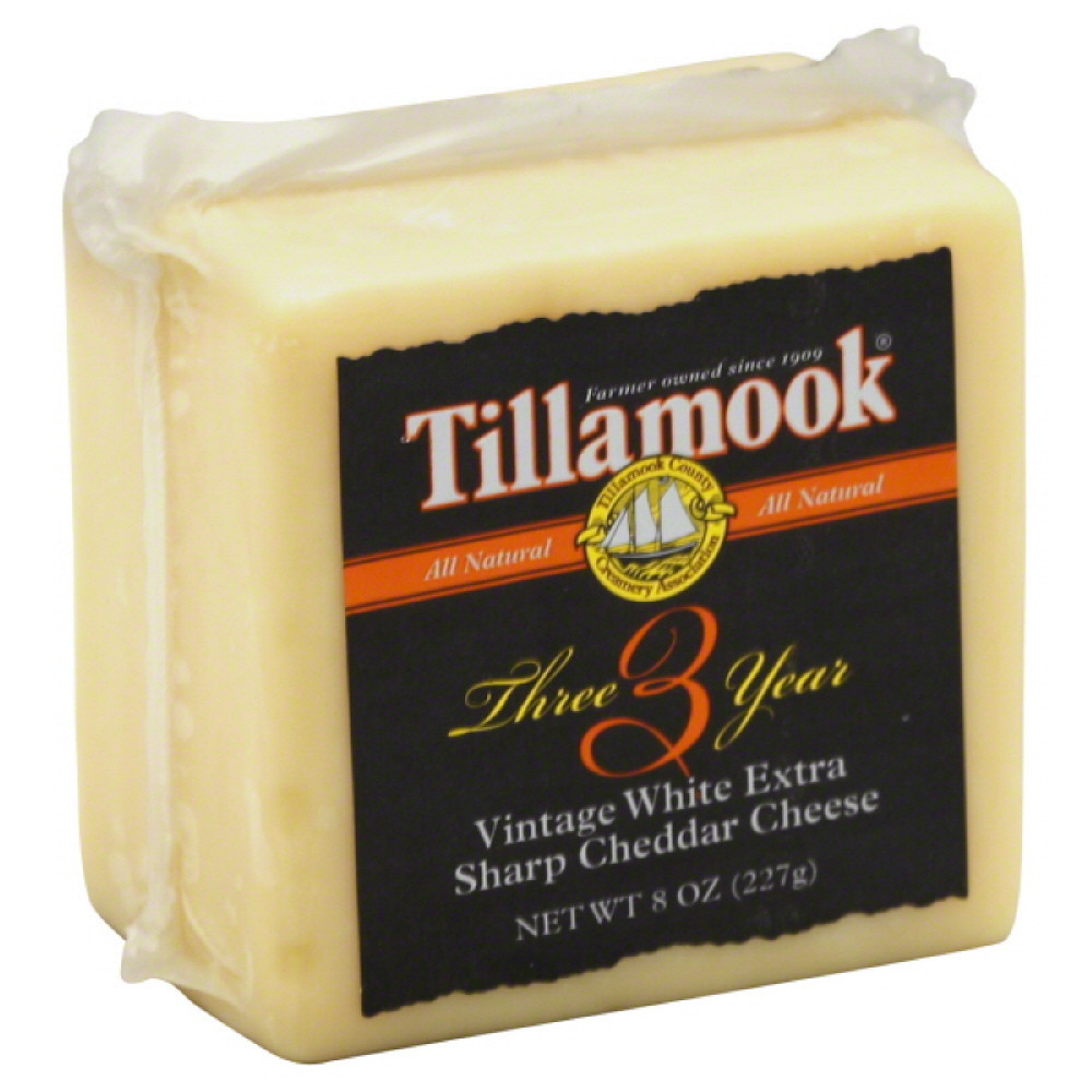 TILLAMOOK: 3 Year Vintage Extra Sharp White Cheddar Cheese, 8 oz - 0072830029858