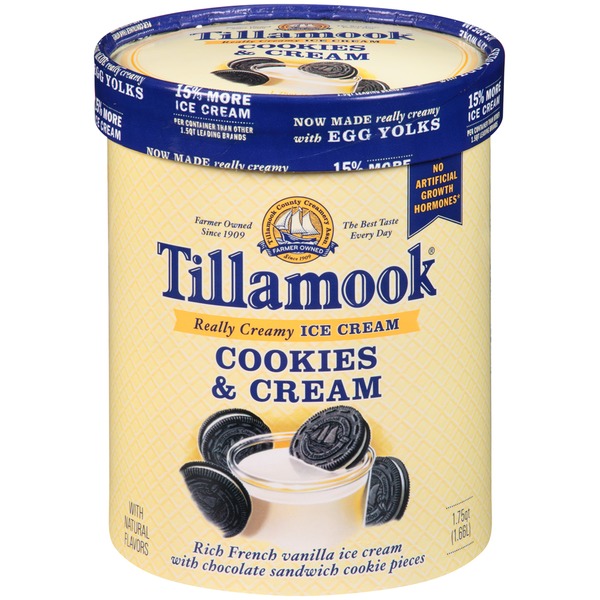 TILLAMOOK: Cookies & Cream Ice Cream, 56 oz - 0072830070072
