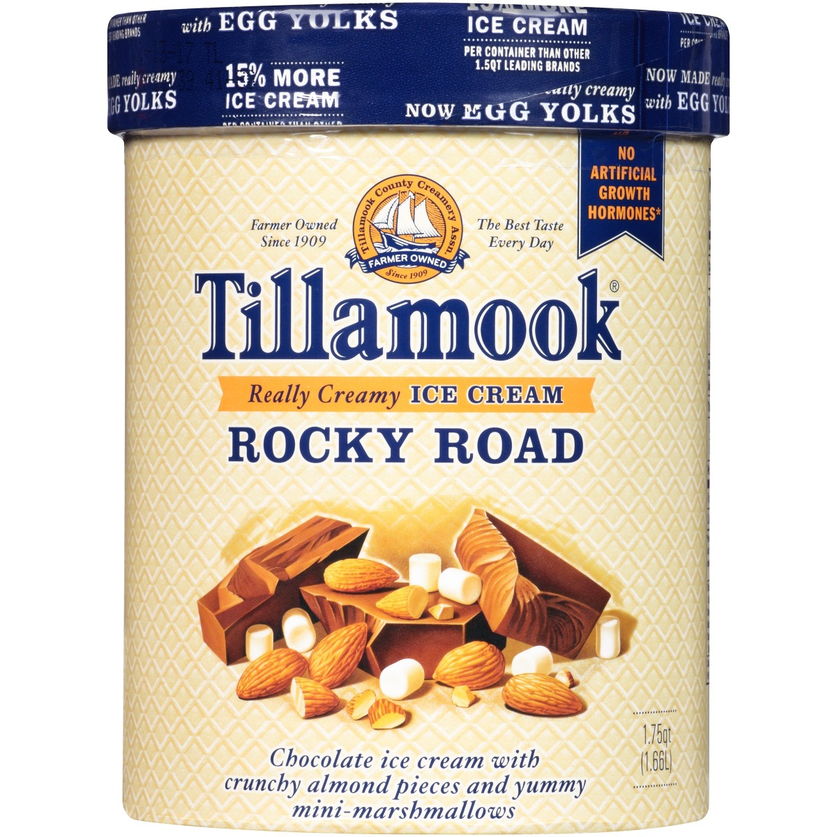 TILLAMOOK: Rocky Road Ice Cream, 56 oz - 0072830070225