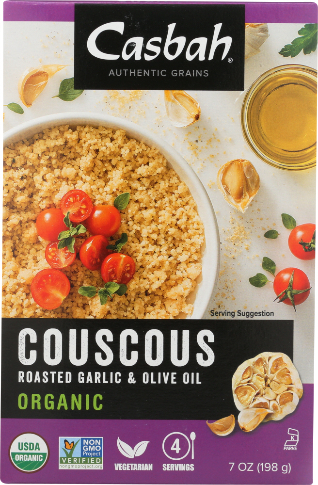 CASBAH: Organic Roasted Garlic & Olive Oil Couscous, 7 oz - 0072934971121