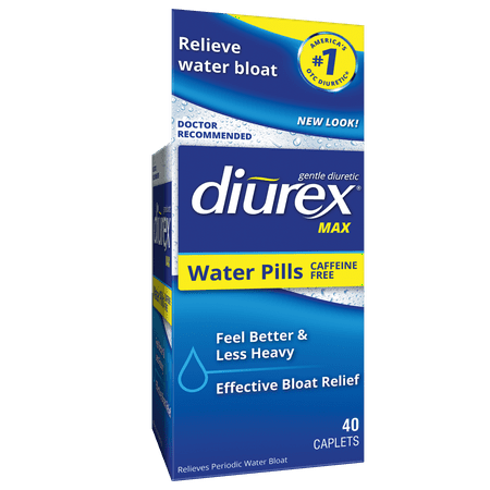 Diurex Max Water Pills - Maximum Strength Caffeine Free Diuretic - Relieve Water Bloat 40 Count - 072959495404