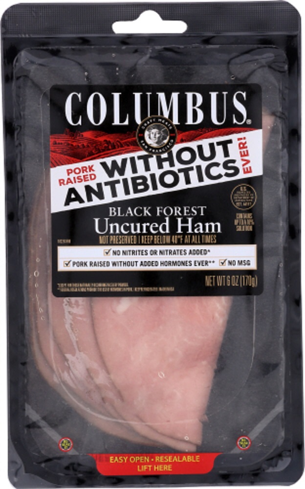 COLUMBUS: Black Forest Uncured Ham, 6 oz - 0073007102251