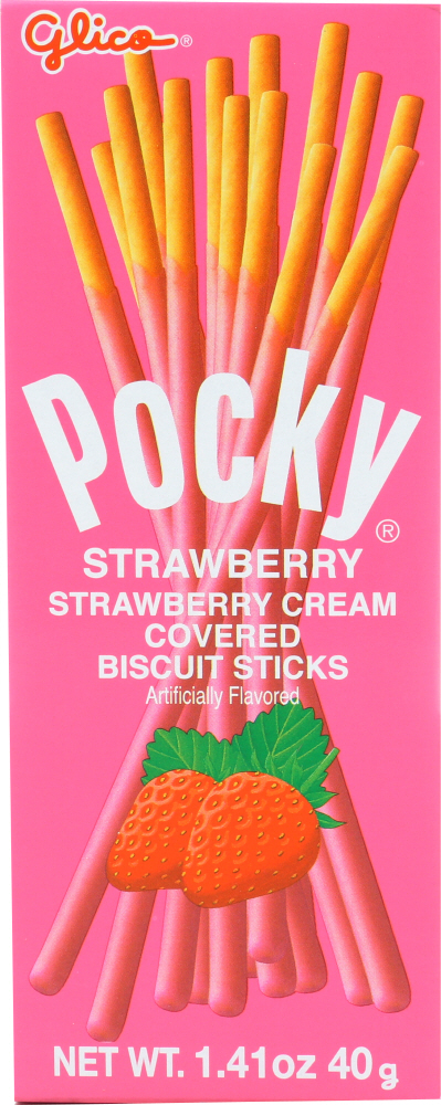 GLICO: Pocky Strawberry Cream Biscuit Sticks, 1.41 oz - 0073141150057