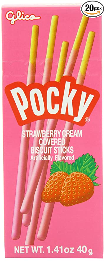  Pocky Cream Covered Biscuit Sticks, Strawberry, 1.41 Ounce (Pack of 20)  - 073141151054