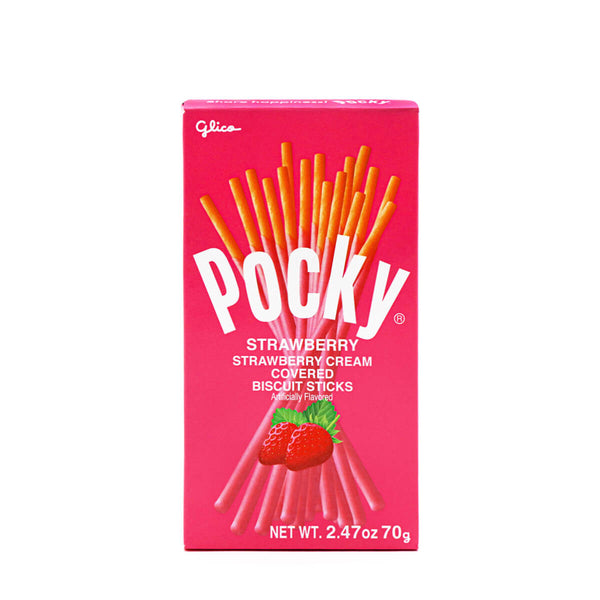 Glico, pocky, strawberry cream covered biscuit sticks, strawberry - 0073141152518