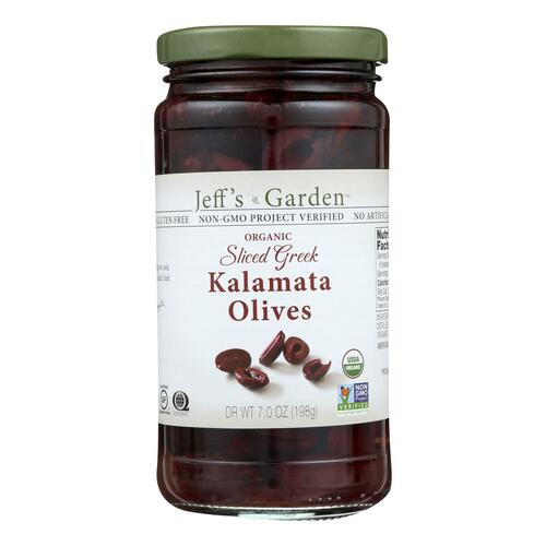 JEFF’S NATURALS: Organic Pitted Sliced Greek Kalamata Olives, 7 oz - 0073214007479