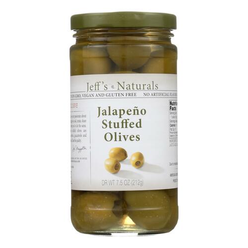 Jeff's Natural Jeff's Natural Jalapeno Stuffed Olives - Jalapeno Stuffed Olives - Case Of 6 - 7.5 Oz. - 073214007493