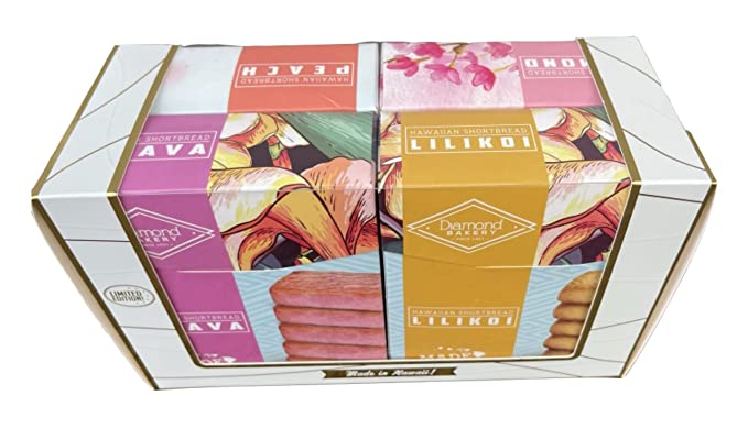  Diamond Bakery Hawaii Shortbread 4 Pack (Lilikoi, Guava, Almond, Peach)  - 073218347014