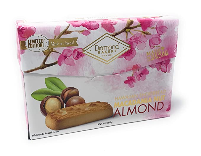  Diamond Bakery Hawaiian Shortbread Macadamia Nut Cookies, Almond 4 ounce (113g)  - 073218349186