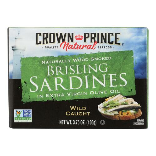 CROWN PRINCE: Brisling Sardines In Extra Virgin Olive Oil, 3.75 oz - 0073230008092