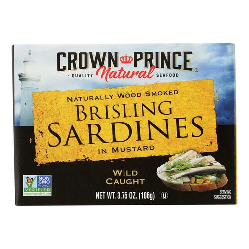 Crown Prince Brisling Sardines In Mustard - Case Of 12 - 3.75 Oz. - 073230008146