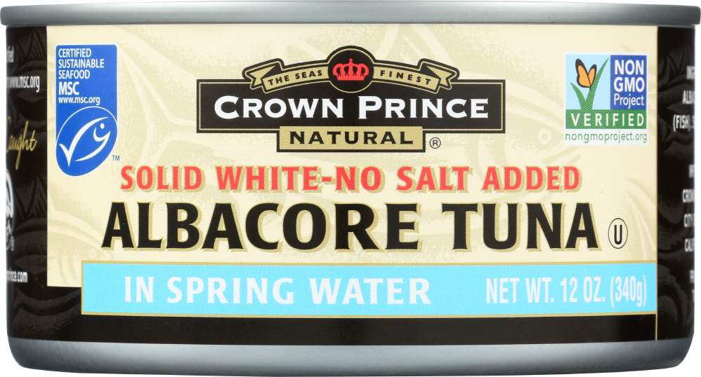 CROWN PRINCE: Albacore Tuna Solid White No Salt Added, 12 oz - 0073230008498