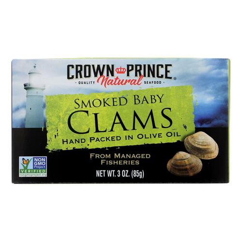 Crown Prince Clams - Smoked Baby Clams In Olive Oil - Case Of 12 - 3 Oz. - 073230008535