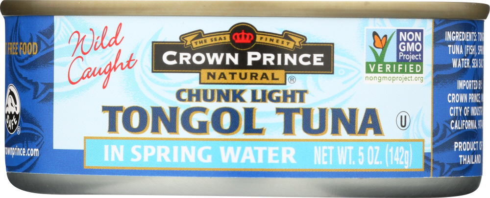 Crown Prince Tongol Tuna In Spring Water - Chunk Light - Case Of 12 - 5 Oz. - 073230008788