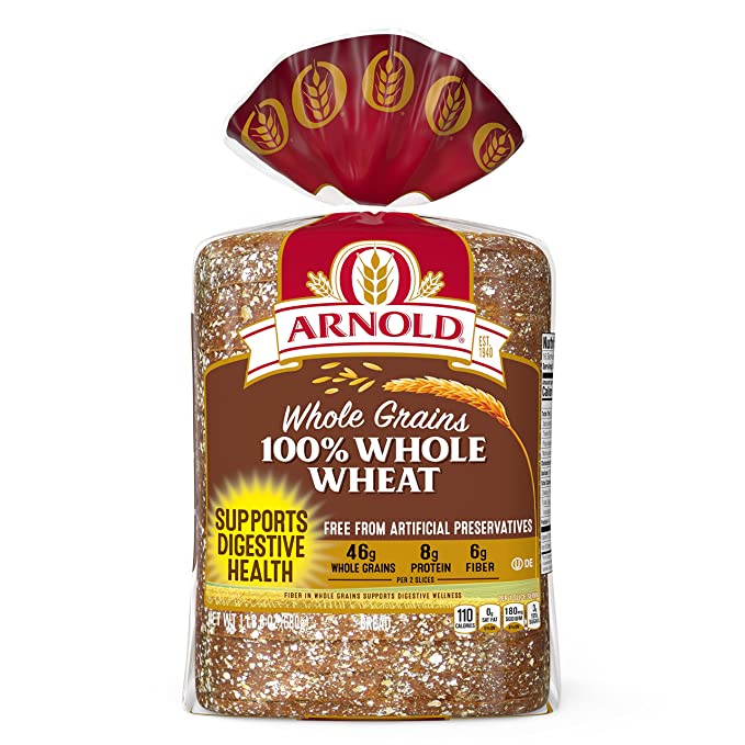  Arnold Whole Grains 100% Whole Wheat Bread, Baked with Simple Ingredients & Whole Grains, 24 oz  - 073410013755