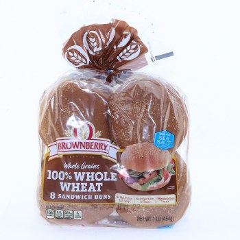 100% whole wheat sandwich buns, whole wheat - 0073410955857