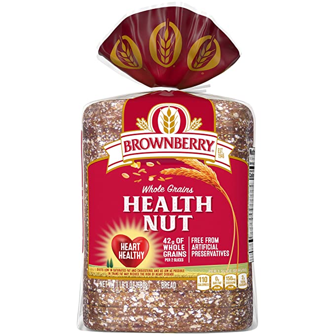  Brownberry Whole Grains Health Nut Bread, Taste the Real Nuts and Seeds, 24 oz  - 073410956076