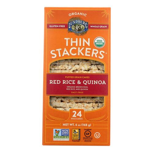 LUNDBERG: Rice Cakes Thin Stackers Red Rice & Quinoa, 5.9 oz - 0073416000483