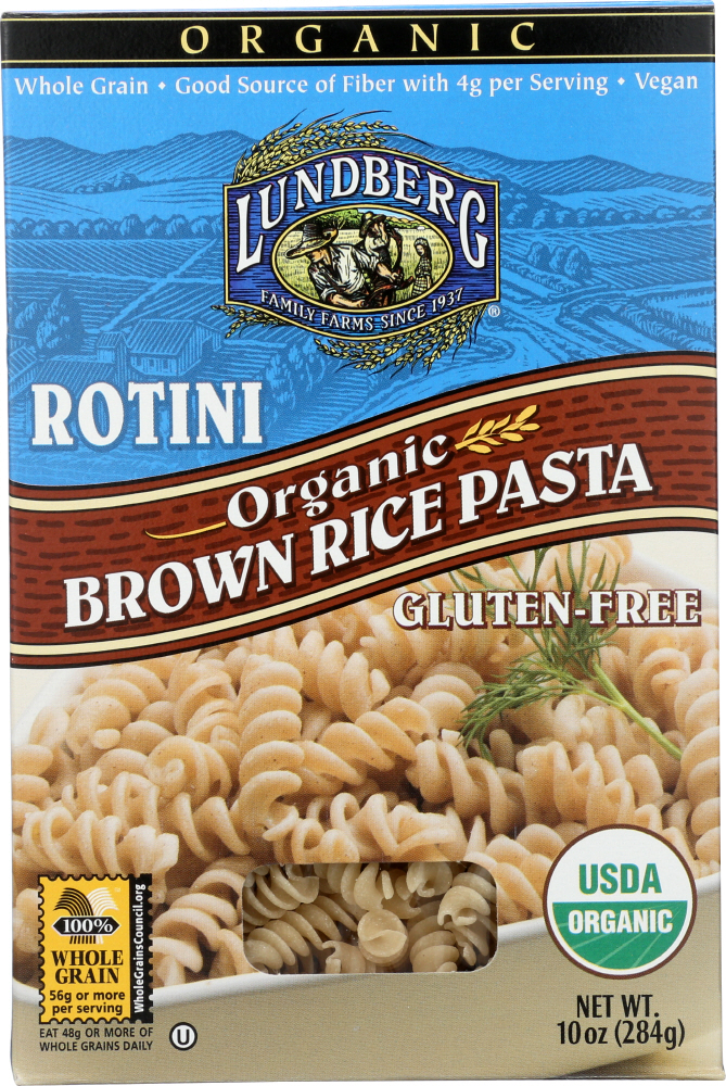 LUNDBERG: Pasta Brown Rice Rotini Organic Gluten Free, 10 oz - 0073416006300