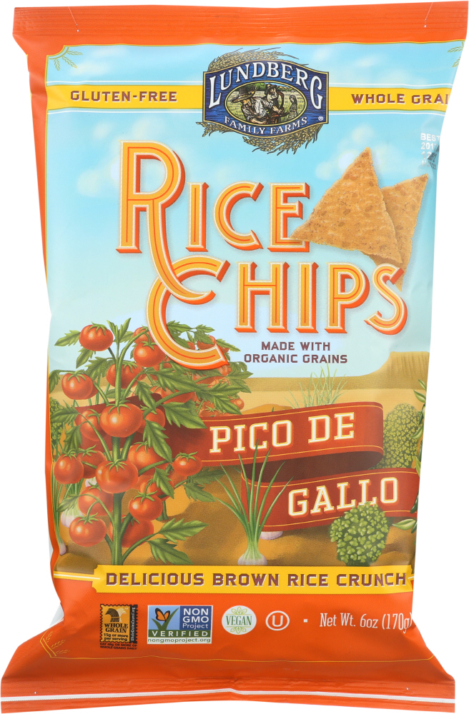 Lundberg Family Farms Rice Chips - Pico De Gallo - Case Of 12 - 6 Oz. - 073416035317
