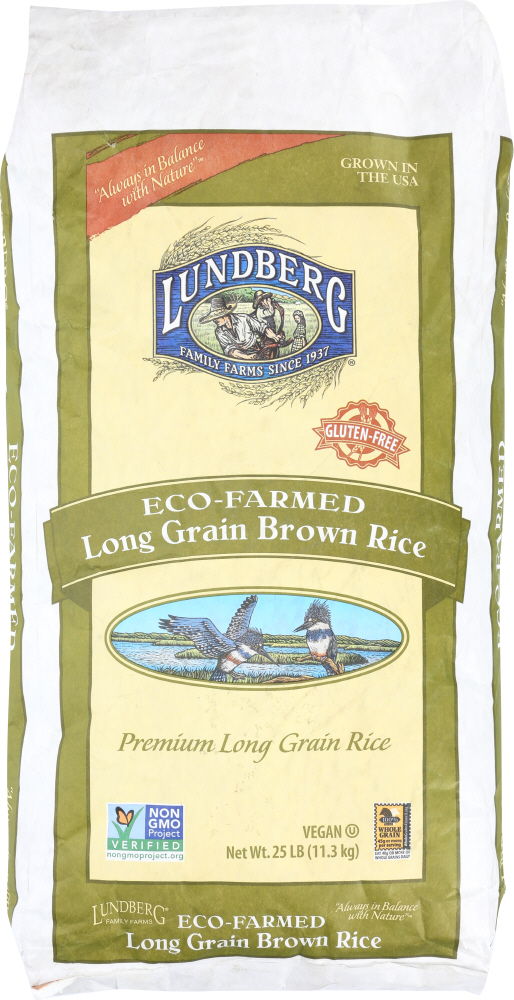 LUNDBERG: Long Grain Brown Rice, 25 lb - 0073416401136
