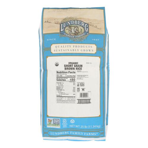 LUNDBERG: Organic Short Grain Brown Rice, 25 lb - 0073416401228