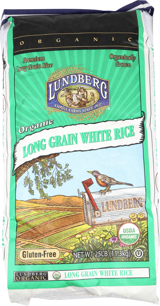 LUNDBERG: Organic White Long Grain Rice, 25 lb - 0073416401341