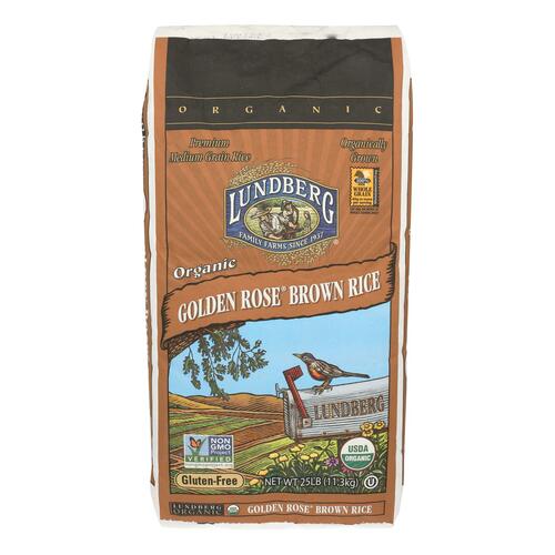 Lundberg Family Farms Organic Golden Rose Medium Grain Brown Rice - Single Bulk Item - 25lb - 073416402515