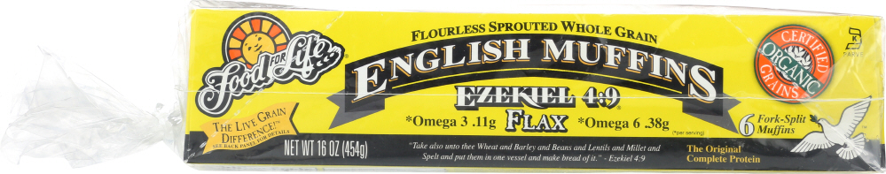 Food For Life, Ezekiel 4:9, English Muffins, Flax - 073472001189