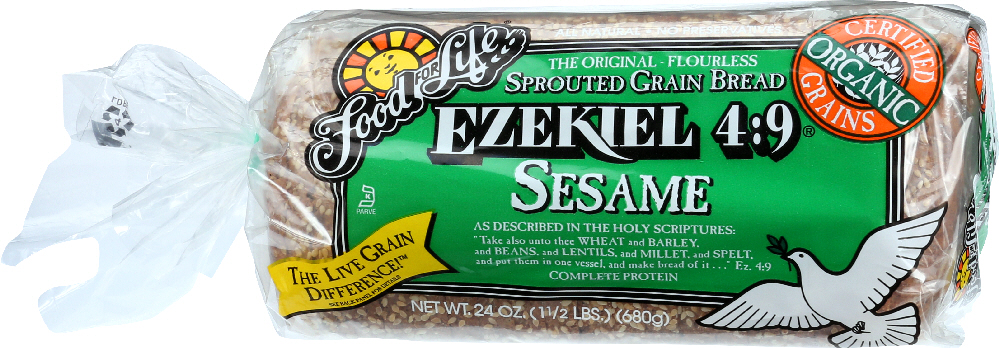 FOOD FOR LIFE: Ezekiel 4:9 Sesame Sprouted Grain Bread, 24 oz - 0073472001233