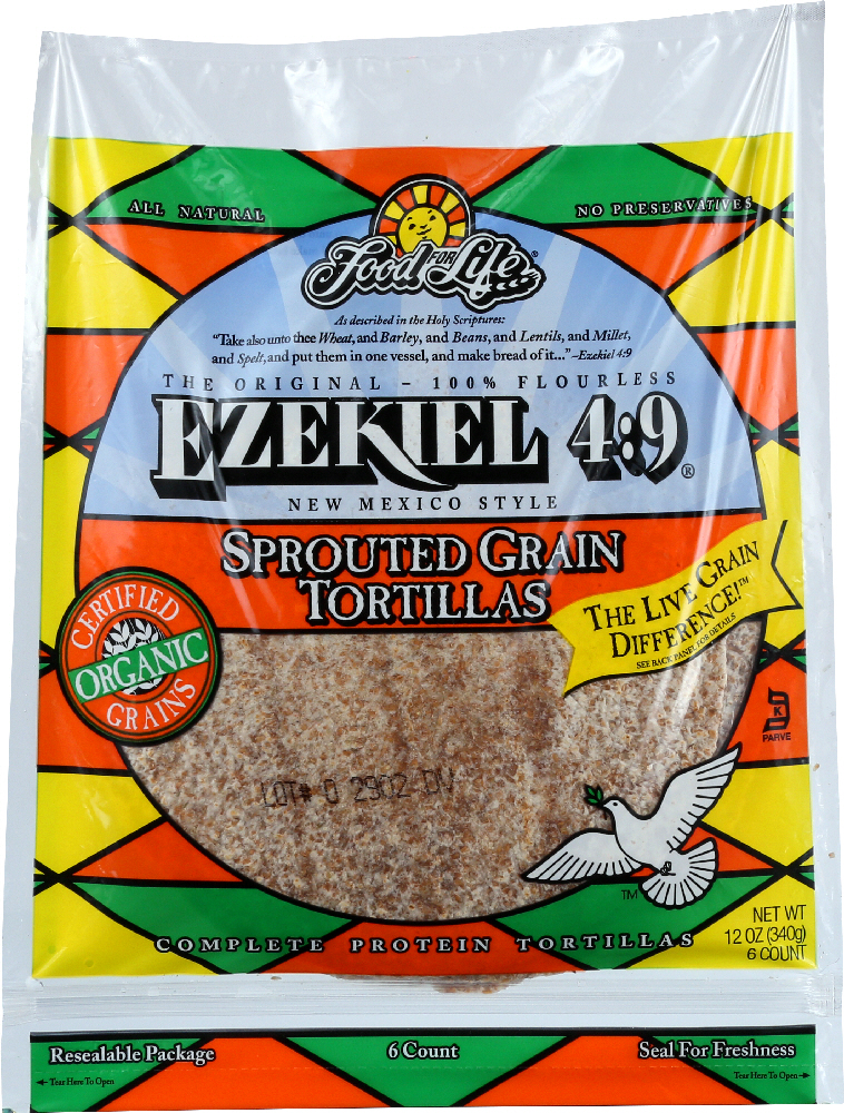 FOOD FOR LIFE: Ezekiel 4:9 Sprouted Grain Tortillas, 12 oz - 0073472002001