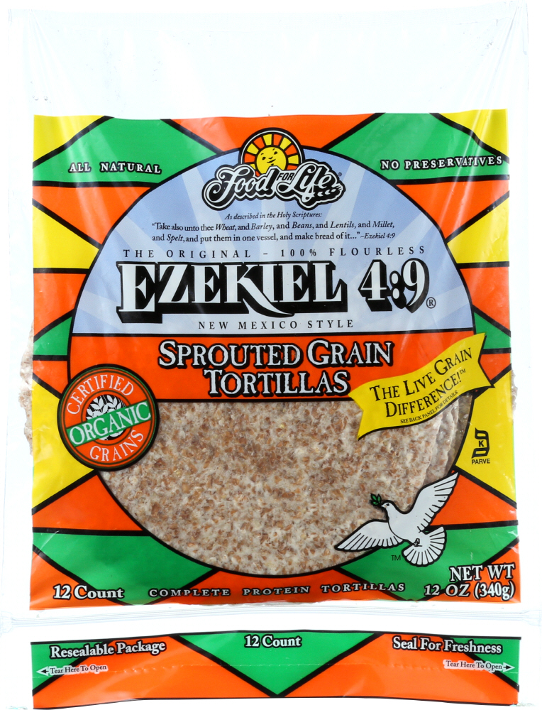 FOOD FOR LIFE: Ezekiel 4:9 Small Sprouted Grain Tortillas New Mexico Style, 12 oz - 0073472002018