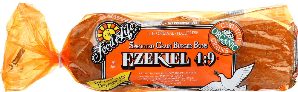 FOOD FOR LIFE: Ezekiel 4:9 Sprouted Grain Burger Buns, 16 oz - 0073472002131