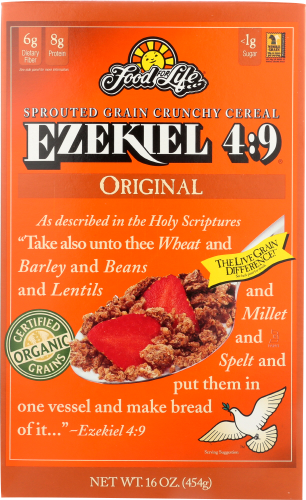 FOOD FOR LIFE: Ezekiel 4:9 Sprouted Grain Cereal Original, 16 oz - 0073472002551