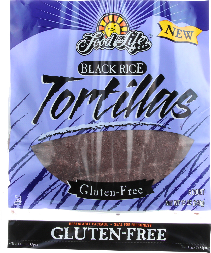 FOOD FOR LIFE: Black Rice Tortillas, 12 oz - 0073472003718