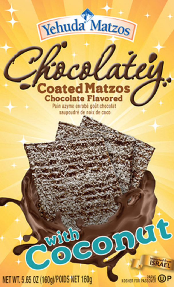 YEHUDA MATZOS: Chocolatey Coated Matzos with Coconut, 5.60 oz - 0073490132261