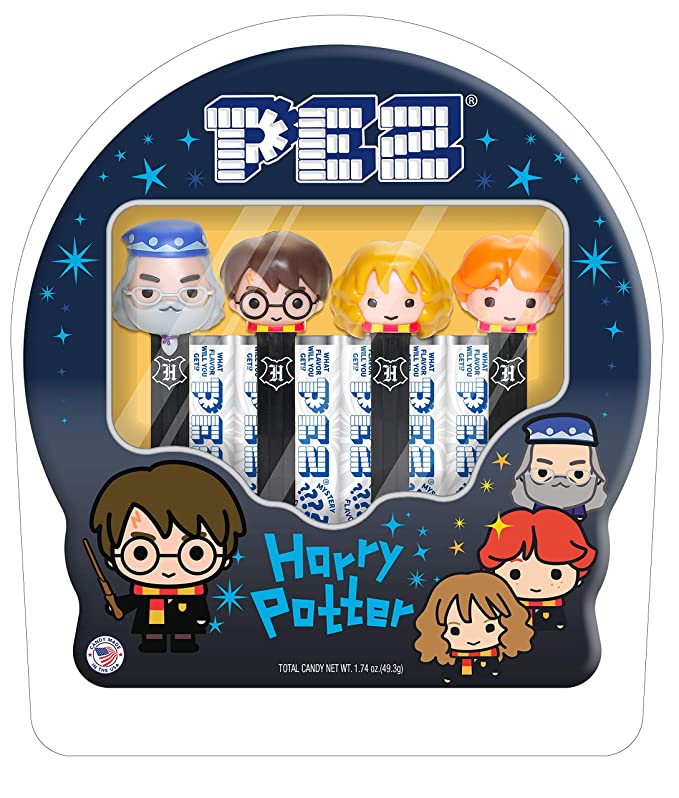 PEZ Candy Harry Potter Gift Tin (Includes 4 Harry Potter PEZ Dispensers & 6pack of Mystery PEZ Candy), assorted fruit, (000871) - 073621087101