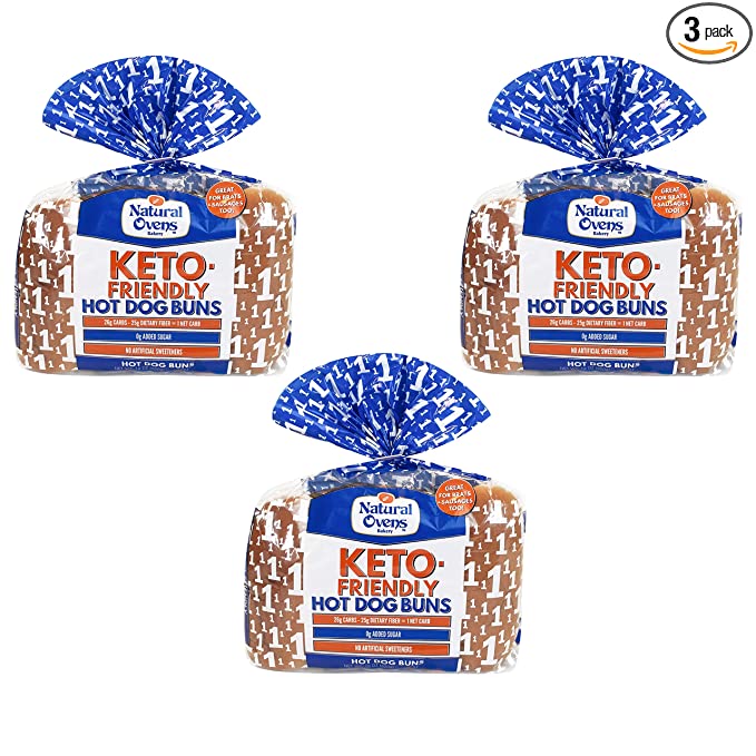  Natural Ovens Bakery Keto-Friendly Hot Dog Buns (Case of 3 packages - 24 buns)  - 073711537165